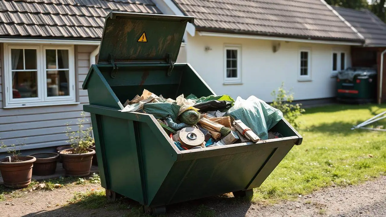 Prügiveo veok Harjumaa vallas eramaja hoovi juures