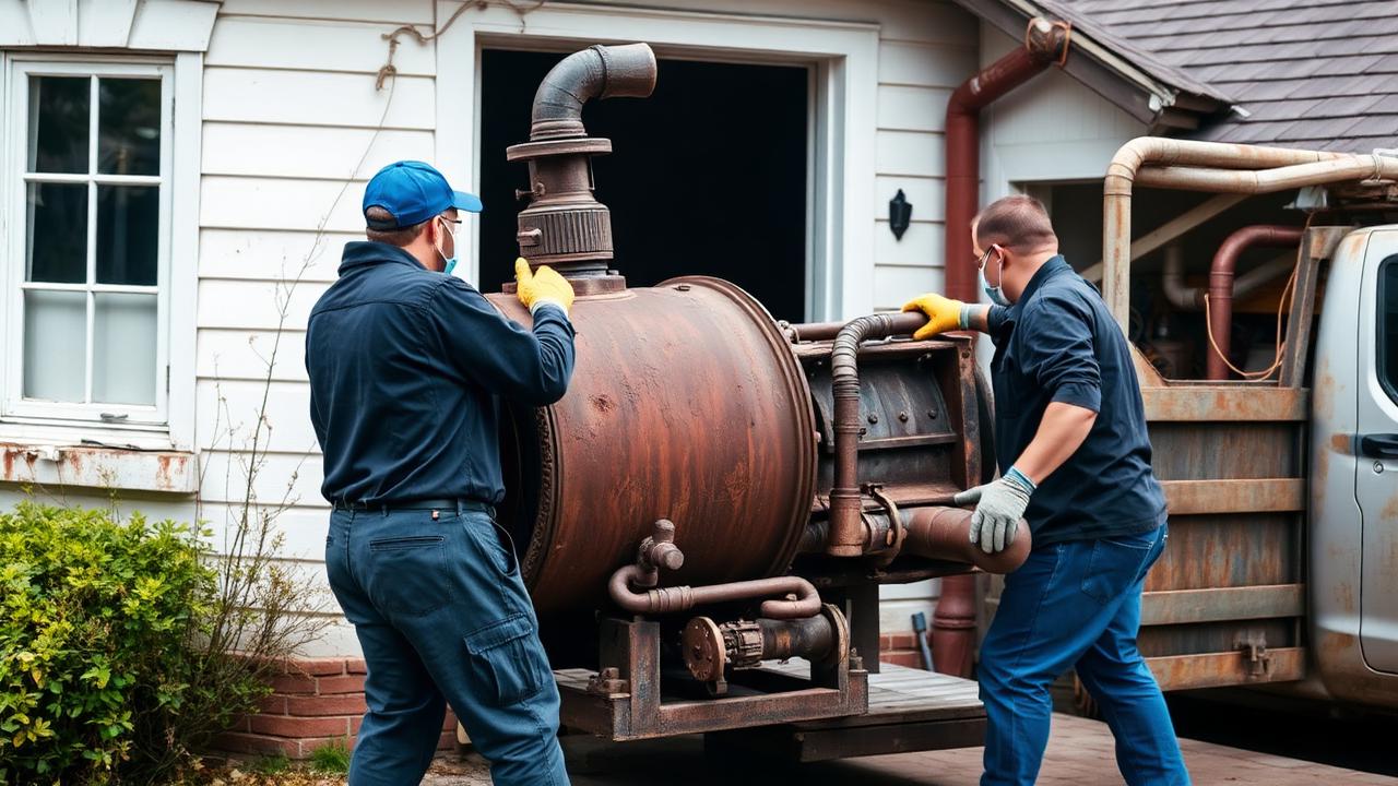 Vanametalli laadimine veoautole — katlad, radiaatorid ja metalltorud koos
